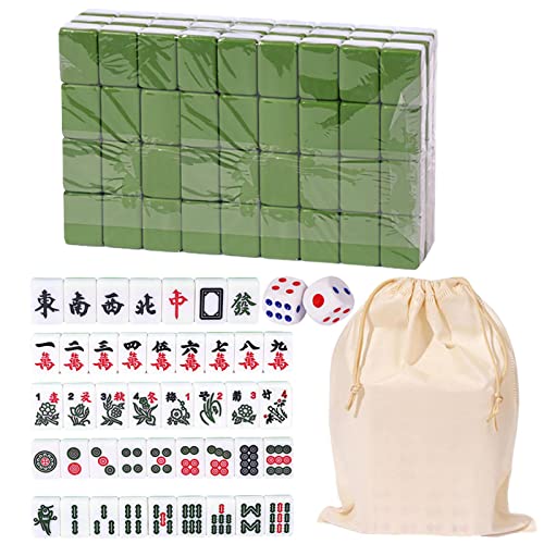 Aznever -Mahjong, Trip Kleine Traditionelle Chinesische Mahjong-Kits Mit Aufbewahrungstasche, 144 Mahjong-Fliesen-Brettspiel Für Familienunterhaltung, Tragbare Melaminharz-Mahjong-Kits von Aznever