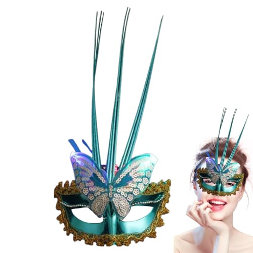 Aznever Schmetterlingsmaske | Halbgesichtsmaske Glitzer-Schmetterlings-Augenmaske,Schmetterlings-Lady-Maskerade-Halloween-Party-Maske, farbenfrohe, beleuchtete Wanddekoration von Aznever