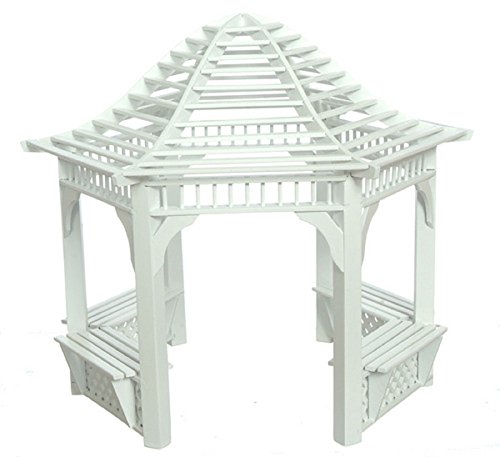 Puppenhaus Miniatur 1:12 Maßstab Gartenmöbel weiss Hölzernes Pergola Pavillon von Aztec Imports, Inc.