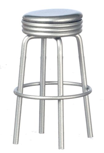 Puppenhaus Miniatur Silber Retro Diner Hocker von Aztec Imports, Inc.