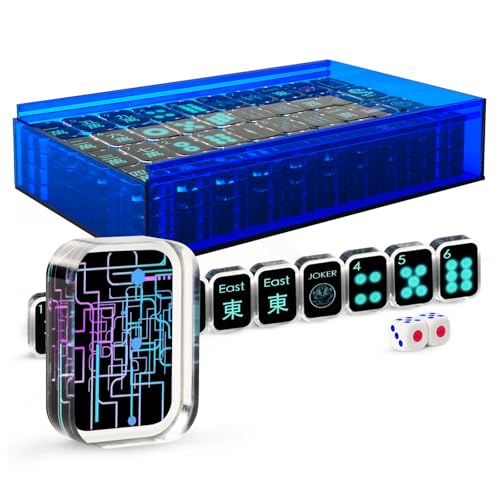 American Mahjong Spielset, 166 Spielsteine, 30 mm, hochwertige, transparente blaue Linienmuster, ABS-Kunststoff, 2 Würfel und ein blaues Stroge-Etui, Mahjong-Fliesen-Set (Ma Jong, Mah Jongg, Majiang) American Mahjong Spielset, 166 Spielsteine, 30 mm, hochwertige, transparente blaue Linienmuster, ABS-Kunststoff, 2 Würfel und ein blaues Stroge-Etui, Mahjong-Fliesen-Set (Ma Jong, Mah Jongg, Majiang) von AzulHome