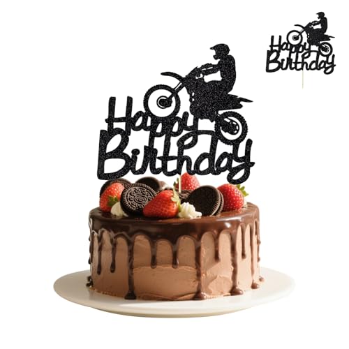 AzureRay Motorrad Deko Tortendeko Junge – Hochwertiger Kuchen Topper für Motorradfans – Coole Dekoration für Geburtstag Jungen – Nicht Essbar – Einfach zu Platzieren von AzureRay