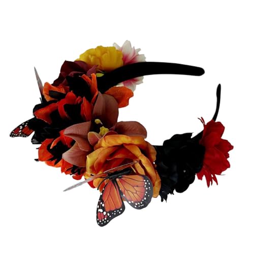 Azxcvbnm Des Todes Schmetterling Blumenstirnband Für Festivalfeiern Haarhoop Musikfestival Accessoire Party Kopfbedeckung von Azxcvbnm