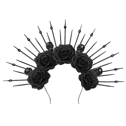 Azxcvbnm Stachelstirnbänder Frauen Braut Blumenkrone Für Halloween Partyversorgung Blumengirlanden Kronhaarschädel Blumenstirnbänder von Azxcvbnm