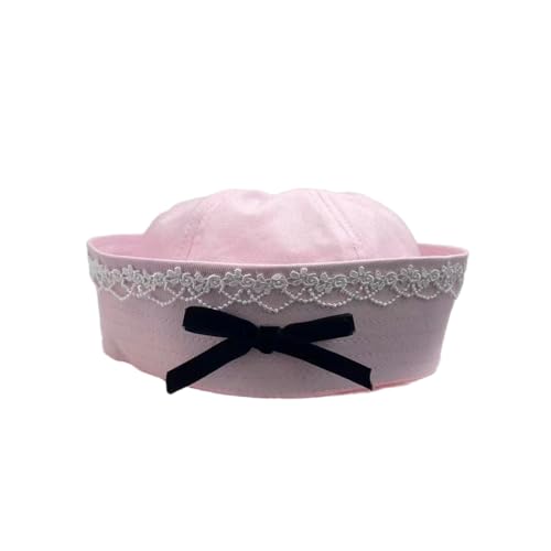 Azxcvbnm Teen Girl Mit Gerollten Brimy Navy Seebarschhut Mit Kleinem Bogenknoten Lustiger Erwachsener Teenager Halloween Cosplay von Azxcvbnm