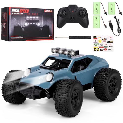 Azyvum Ferngesteuertes Auto 1:20 mit Scheinwerfer,All Terrain Off Road RC Auto Monstertruck 2,4GHz Auto Ferngesteuert Spielzeug, 3 Akku für 70 Min,Laufzeit - Geschenk für Kinder Erwachsene von Azyvum