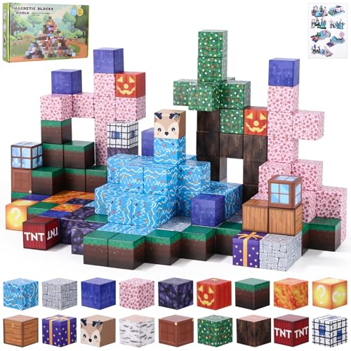 Azyvum Magnetische Bausteine, 154 Stück Magnetische Bausteine für Kinder, Bauen Fantasiewelt Montessori-Sinneswürfel, Magnetische Geburtstagsgeschenke für 3-10 jährige Jungen und Mädchen Azyvum Magnetische Bausteine, 154 Stück Magnetische Bausteine für Kinder, Bauen Fantasiewelt Montessori-Sinneswürfel, Magnetische Geburtstagsgeschenke für 3-10 jährige Jungen und Mädchen von Azyvum