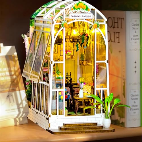 DIY Book Nook Kit Gartenhaus mit Möbeln und LED Lampe,Miniatur Haus,3D Puzzle Booknook Modellbausatz,Diorama Modelbau für Erwachsene,Bücherregal für Deko, für Geburtstag DIY Book Nook Kit Gartenhaus mit Möbeln und LED Lampe,Miniatur Haus,3D Puzzle Booknook Modellbausatz,Diorama Modelbau für Erwachsene,Bücherregal für Deko, für Geburtstag von Azyvum