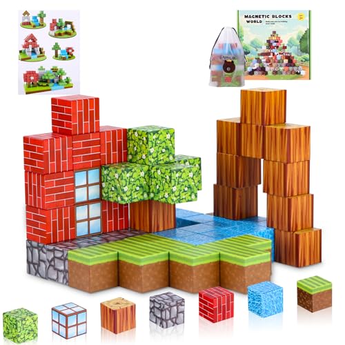 Azyvum Magnetische Bausteine, 64 Stück Magnetbausteine für Kinder, Waldwelt-Bausatz Montessori-Sinneswürfel für Kleinkinder, Magnetische Geburtstagsgeschenke für 3-10 jährige Jungen und Mädchen Azyvum Magnetische Bausteine, 64 Stück Magnetbausteine für Kinder, Waldwelt-Bausatz Montessori-Sinneswürfel für Kleinkinder, Magnetische Geburtstagsgeschenke für 3-10 jährige Jungen und Mädchen von Azyvum