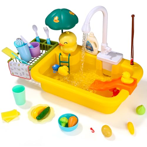 Spielspüle Spielzeug mit elektrischen Wasserhahn,kinderküche zubehör,Spielzeugzubehör für die Spielküche,schwimmendes Angelspielzeug für das Wasserspiel,Rollenspiel für Kinder Spielspüle Spielzeug mit elektrischen Wasserhahn,kinderküche zubehör,Spielzeugzubehör für die Spielküche,schwimmendes Angelspielzeug für das Wasserspiel,Rollenspiel für Kinder von Azyvum
