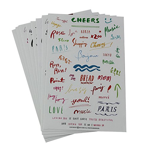 B Baosity 8 Blatt Englisch Wort Papieraufkleber Klebestift auf DIY von B Baosity