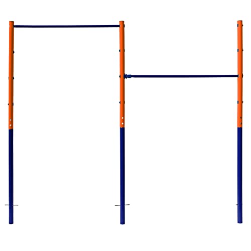 BEST SPORTING Turnreck Garten I Reckstange Garten Kinder und Erwachsene I Höhenverstellbare Kletterstange Outdoor in Blau-Orange I Turngeräte für Kinder für Spaß im Garten I Doppel - 241cm von BEST SPORTING