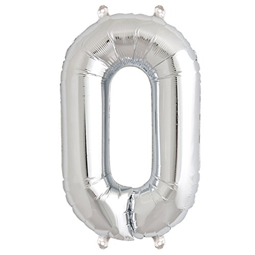 ballonfritz® Ballon Zahl 0 in Silber - XXL 40"/102cm - Folienballons für Luft oder Helium als Geburtstag, Jubiläum, Hochzeit oder Abschluss Geschenk, Party Dekoration oder Überraschung ballonfritz® Ballon Zahl 0 in Silber - XXL 40"/102cm - Folienballons für Luft oder Helium als Geburtstag, Jubiläum, Hochzeit oder Abschluss Geschenk, Party Dekoration oder Überraschung von ballonfritz