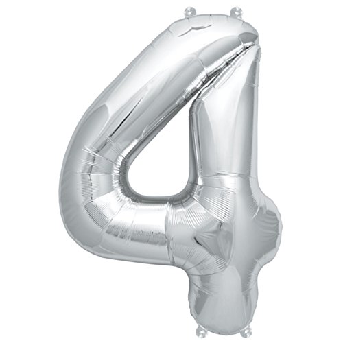 ballonfritz® Ballon Zahl 4 in Silber - XXL 40"/102cm - Folienballons für Luft oder Helium als Geburtstag, Jubiläum, Hochzeit oder Abschluss Geschenk, Party Dekoration oder Überraschung ballonfritz® Ballon Zahl 4 in Silber - XXL 40"/102cm - Folienballons für Luft oder Helium als Geburtstag, Jubiläum, Hochzeit oder Abschluss Geschenk, Party Dekoration oder Überraschung von ballonfritz