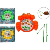 Angelspiel 8 Fische 2 Angeln gelb/grün/rot 17x21cm magnetisch 3fach sortiert von B&G International