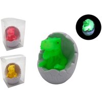 Nachtlicht Dino in Eierschale grün/rot/gelb Ø9x12cm von B&G International