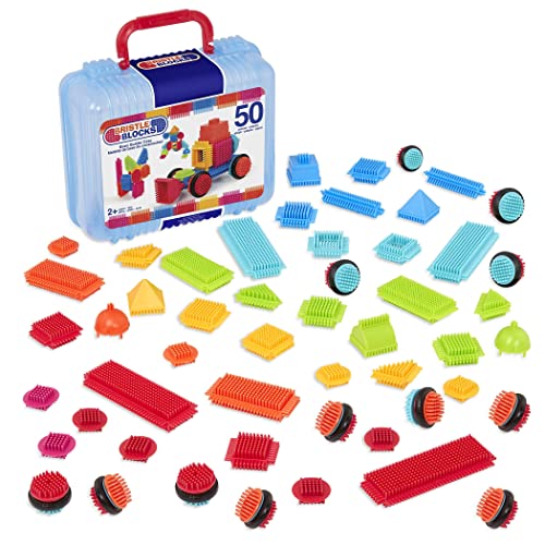 Bristle Blocks 50 Teile Bausteine Basic Set – Lernspielzeug Bauklötze mit Borsten, Motorikspielzeug – Kinder und Baby Spielzeug ab 2 Jahren von Battat