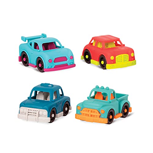 B. Toys BX1944Z B.Toys Happy Cruisers-Mini Auto Set 1 mit Rennwagen, Polizeiauto, Pick-up Truck, Kombilimousine, bunt, geeignet für Kinder ab 12 Monaten-45539, Mehrfarbig von Battat