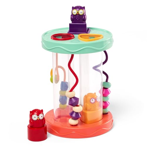 B. toys Babyspielzeug – Formensortierspielzeug Motorikspielzeug mit Geräuschen zu Sortieren mit Eulen Motorikschleife – Baby Spielzeug ab 10 Monaten von B. toys