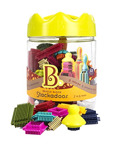 B. toys 68 Teile Bristle Blocks Stackadoos – STEM Bausteine Baublöcke Borsten Blöcke zum Zusammenstecken mit Aufbewahrung – Baby Spielzeug ab 2 Jahren von B. toys