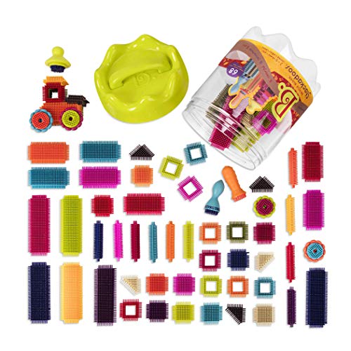 B. toys 68 Teile Bristle Blocks Stackadoos – STEM Bausteine Baublöcke Borsten Blöcke zum Zusammenstecken mit Aufbewahrung – Baby Spielzeug ab 2 Jahren von B. toys