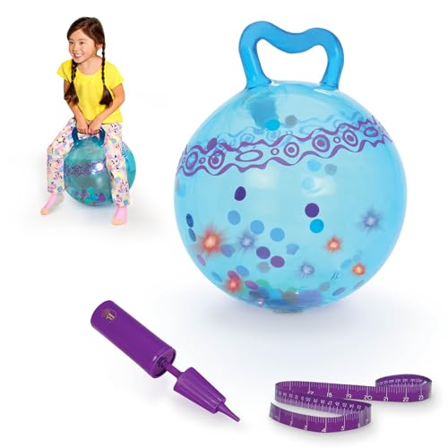 B. toys Hüpfball mit Handpumpe und Lichtern – 48 cm Aufblasbarer Blauer Durchsichtiger Hüpfball mit Bällen für Kinder ab 3 Jahren (3 Teile) von B.