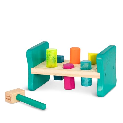 B. toys Klopfbank aus Holz – Hammerspiel Hammerbank Motorikspielzeug Holzspielzeug Baby Lernspielzeug Farben Formensortierspiel – Spielzeug ab 2 Jahre von B. toys