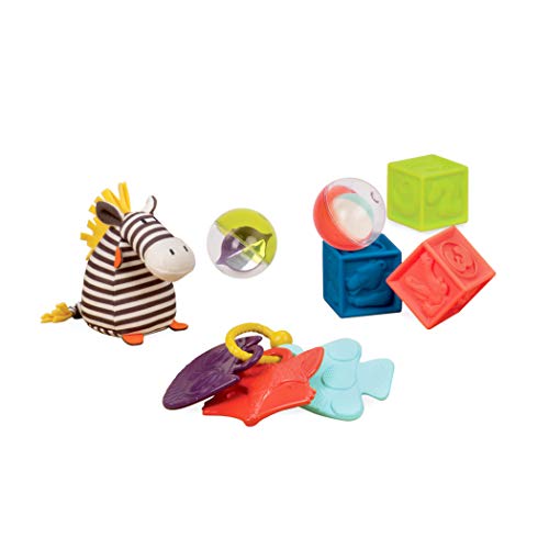 B. toys Baby Spielzeug Set mit Zebra Kuscheltier, Beißring, weiche Bausteine und Bälle – Motorikspielzeug Geschenkset für Neugeborene ab 0 Monaten von B. Toys