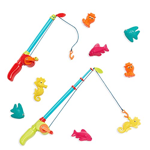 B. toys Magnetisches Angelspiel Wasser, Kinderangel 80 cm für drinnen und draußen, Angelset mit 2 Angeln und Fischen für Kinder ab 3 Jahren, Badewannenspielzeug und Pool Spielzeug (10 Teile) von B. toys