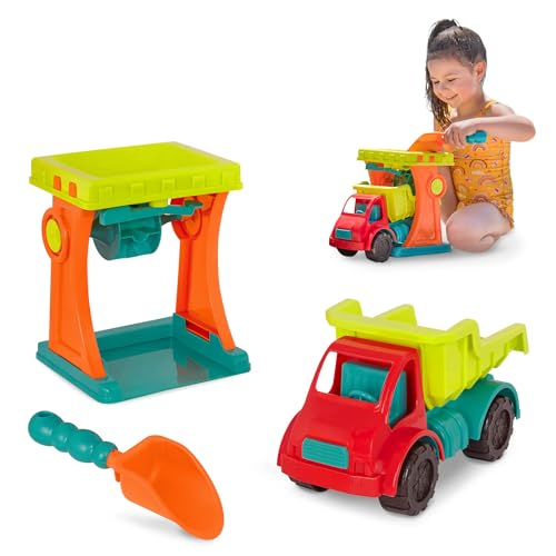 B. toys Sandspielzeug Set Sandmühle, Kipplaster, Schaufel – Sandkasten Spielzeug Kinder, Strandspielzeug Fahrzeug für Mädchen und Jungen ab 18 Monaten (3 Teile) von B. toys
