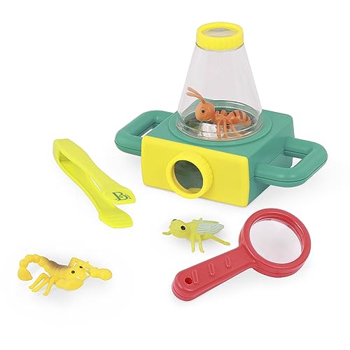 B. toys 9-teiliges Spielzeug-Mikroskop-Set – Stickerbuch – Lupe & Pinzette – 3 Spielzeugkäfer – ab 4 Jahren – Little Explorer Pack von B. toys