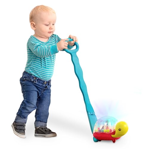 B. toys Baby Spielzeug Schildkröte Lauflernhilfe und Krabbelhilfe, Nachziehspielzeug mit Lichtern – Schiebespielzeug, Motorikspielzeug ab 1 Jahr von B. toys