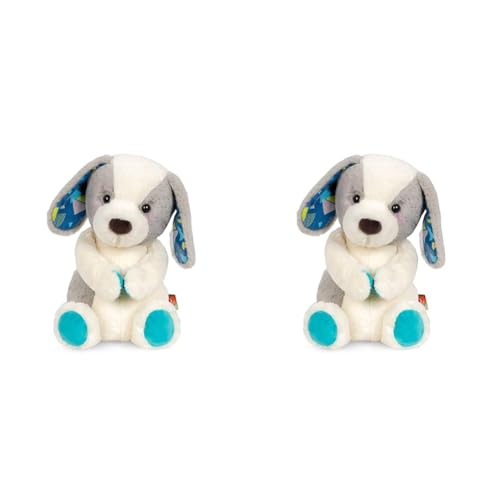 B. toys Kuscheltier Hund – Superweich mit Langen Ohren – Plüschtier Welpe grau weiß, Baby und Kinder Spielzeug für Mädchen und Jungen ab 0 Monate (Packung mit 2) von B.