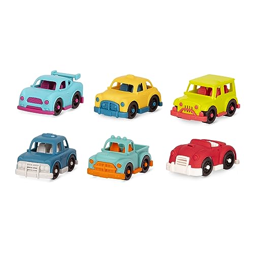 B. toys – Spielzeugautos – 6 Auto Spielzeuge – Sportwagen, Polizeiauto, Cabrio, Taxi und mehr – Klassisches Motorikspielzeug für Babys, Kinder – Spielzeug ab 1 Jahr – Happy Cruisers - 6 Mini-Fahrzeuge von B. toys