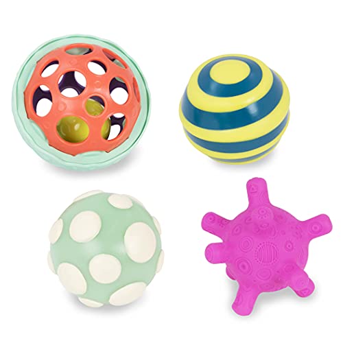 B. toys Baby Spielzeug 4 Bälle mit verschiedenen Formen und Farben mit Rassel und Licht – Motorikspielzeug für Kinder ab 6 Monaten von B. toys by Battat
