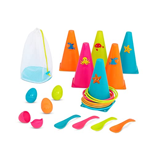 B. toys BX2188Z Wurfspiel, Ringwurfspiel mit Kegeln und Eierlauf Spiel – Garten, Kindergeburtstag, Kindergarten und mehr – Indoor und Outdoor Spielzeug für Kinder ab 3 Jahren, Bunt von B.