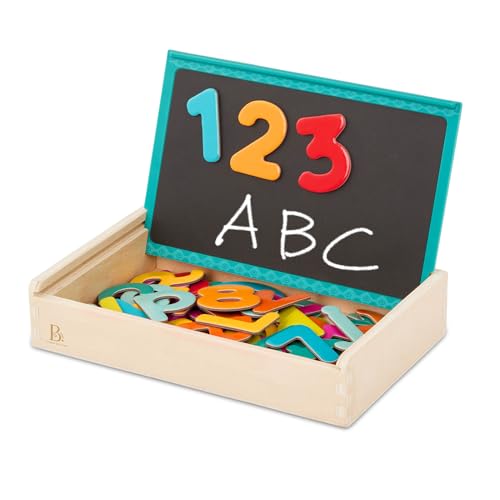 B. Toys – Letter & Number (63pc) – Uppercase & Lowercase Alphabet – Wooden Storage Box with Lid – Chalkboard Lid – 3 Years + von B.