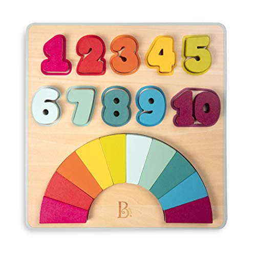 B.Toys Counting Rainbows - Zahlenpuzzle aus Holz mit Regenbogen, bunt, 20 Puzzleteile, 25x25x1,3cm, geeignet für Kinder ab 18 Monaten - 45577 von B.