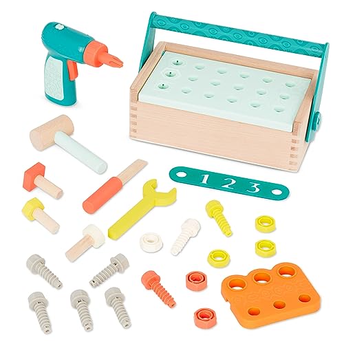 B. toys – Spielzeug Werkzeugkoffer gefüllt – Werkzeugkasten & Zubehör aus Holz – Werkbank Kinder – Kinderwerkzeug mit Bohrer, Hammer, Schraubenzieher – Werkzeug Kinder ab 3 Jahren von B.