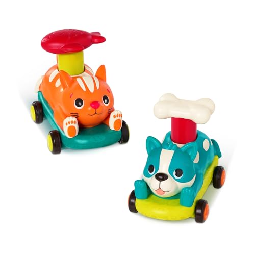 B. toys – Push & Go Toy Cars – Cat & Dog Vehicles – Toy Cars for Babies, Toddlers – Animal Toys – 18 Months + – PawMobiles von B.