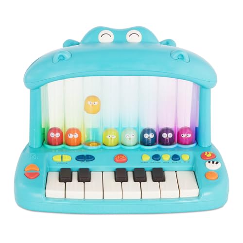 Land of B. Hippo Spielzeug Keyboard mit Lichtern und Liedern, Piano, Musikspielzeug, Musikinstrument zum Klavier spielen für Babys und Kinder ab 1 Jahr von B.