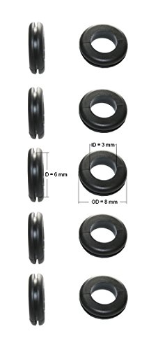 B2Q Durchgangstüllen Kabeldurchführung Kabeldurchlass 3mm schwarz 10 Stück (0152) von B2Q