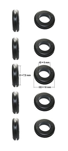 Durchgangstüllen Kabeldurchführung Kabeldurchlass 5mm schwarz 10 Stück (0153) von B2Q