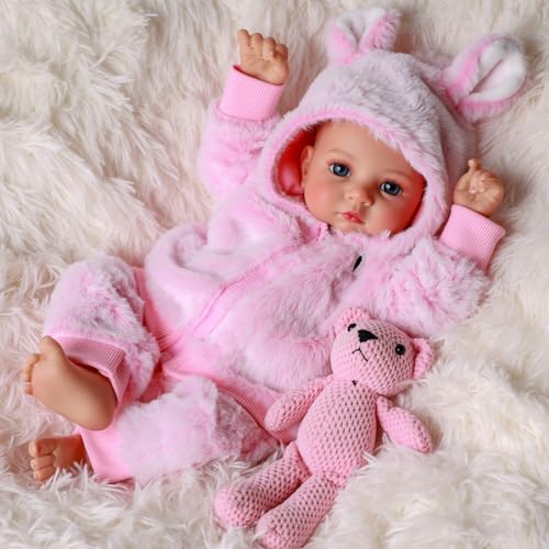 BABESIDE Reborn Babypuppen Mädchen 17 Zoll Cali Realistische Babypuppen Weicher Stoffkörper Lebensechte Neugeborenenpuppe Offene Augen Reborn Kleinkindpuppe Sieht aus wie eine echte Babypuppe von BABESIDE