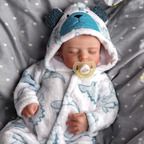 BABESIDE Reborn-Puppen Jungen 20 Zoll Reborn-Babypuppen Augen geschlossen Realistische schlafende Babypuppe Neugeborene echte Babypuppen, die echt Aussehen Lebensechte Babypuppe Stoffkörper von BABESIDE
