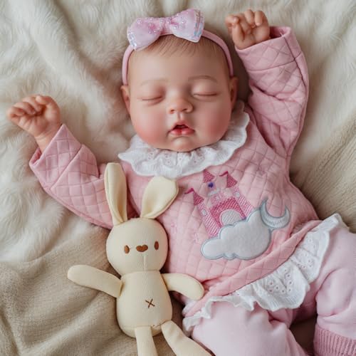 BABESIDE Reborn-Baby Mädchen – 17 Zoll Lebensechte Reborn Puppe, Neugeborenen-Babypuppe, Stoffkörper, Schlafendes Mädchen, Inklusive Kleidung und Accessoires für Kinder ab 3 Jahren von BABESIDE