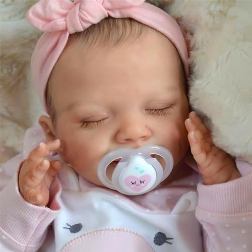 BABESIDE Lifelike Reborn Baby Puppen 20 Zoll süßes Lächeln Real Life Realistic-Neugeboren Full Body Vinyl Schlafen Baby Mädchen mit Spielzeug Zubehör Geschenk Set für Kinder Alter 3+ von BABESIDE