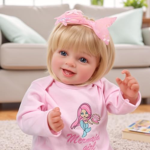 BABESIDE Reborn-Baby Mädchen – 20 Zoll Große, Süße, Blonde, Realistische Neugeborenen-Babypuppe, Lebensechte, Bewegliche Reborn-Puppe Mit ZubehöR und Box für Kinder Ab 3 Jahren BABESIDE Reborn-Baby Mädchen – 20 Zoll Große, Süße, Blonde, Realistische Neugeborenen-Babypuppe, Lebensechte, Bewegliche Reborn-Puppe Mit ZubehöR und Box für Kinder Ab 3 Jahren von BABESIDE