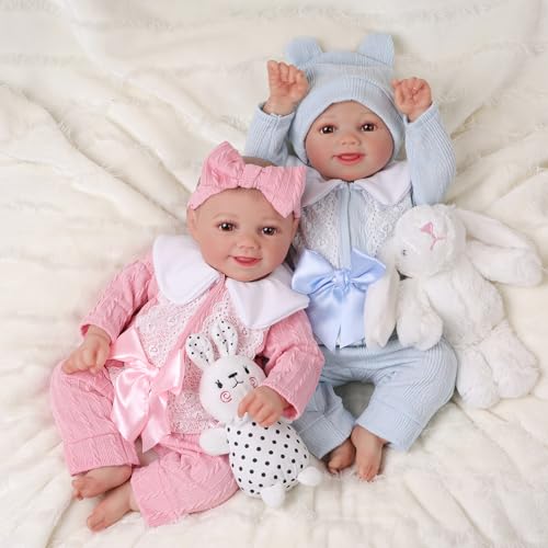 BABESIDE Reborn Baby Zwillinge Mädchen 17 Zoll - Realistische Reborn Baby Puppen Weich Vinyl - Neugeborene Baby Puppe Echte Babypuppe Reborn Baby für Kinder ab 3 Jahren BABESIDE Reborn Baby Zwillinge Mädchen 17 Zoll - Realistische Reborn Baby Puppen Weich Vinyl - Neugeborene Baby Puppe Echte Babypuppe Reborn Baby für Kinder ab 3 Jahren von BABESIDE