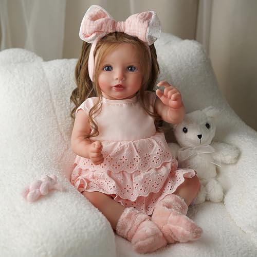 BABESIDE Reborn Puppe Mädchen – 50 cm lebensechtes Reborn-Baby mit langem Haar, weichem Stoffkörper, Kleidung & Zubehör – realistische Babypuppe für Kinder ab 3 Jahren von BABESIDE